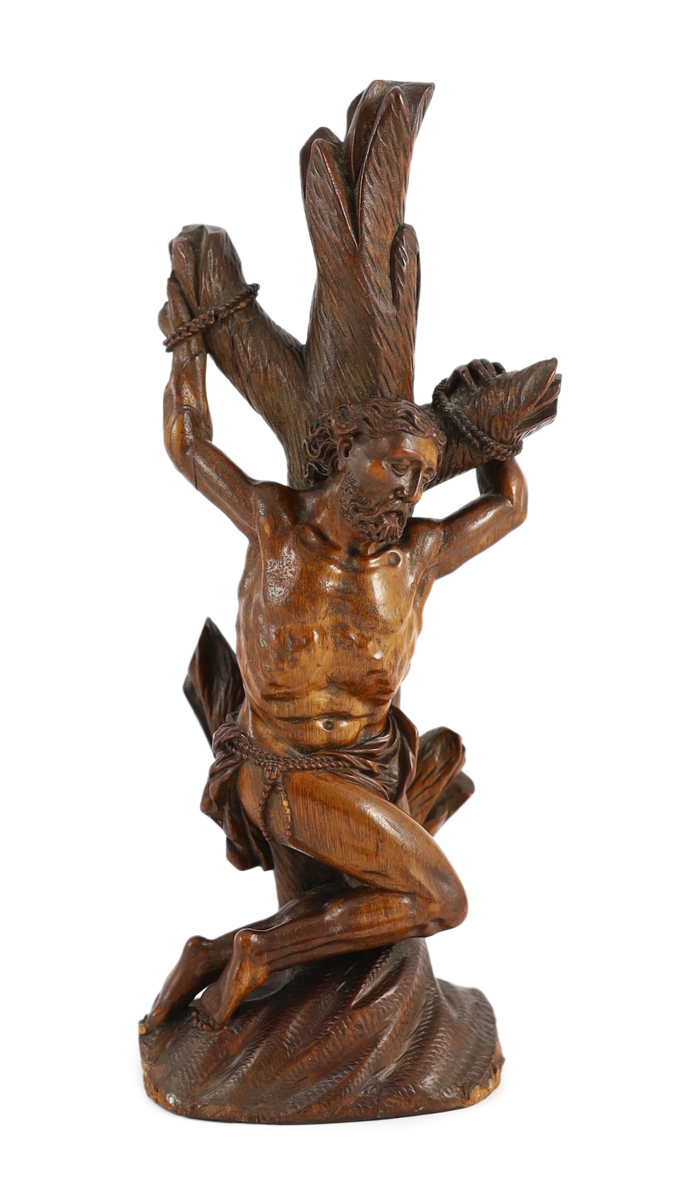 An 18th century German boxwood figure of St Sebastian height 22cm